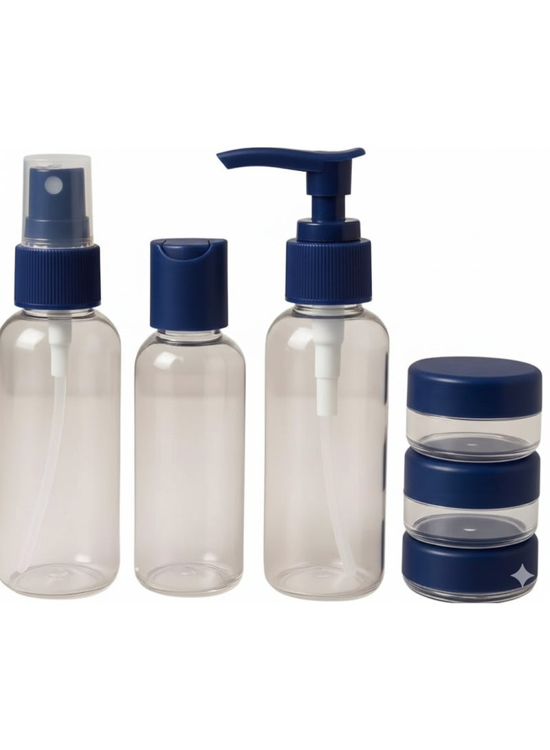 زوبا مجموعة زجاجات فارغة محمولة بحجم مناسب للسفر من 6قطع ازرق/رمادي - Image 1